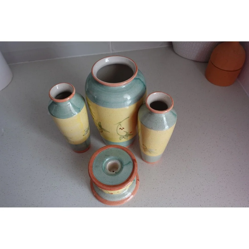 vintage‎ ceramic vases 70s retro style multi colors set of 4